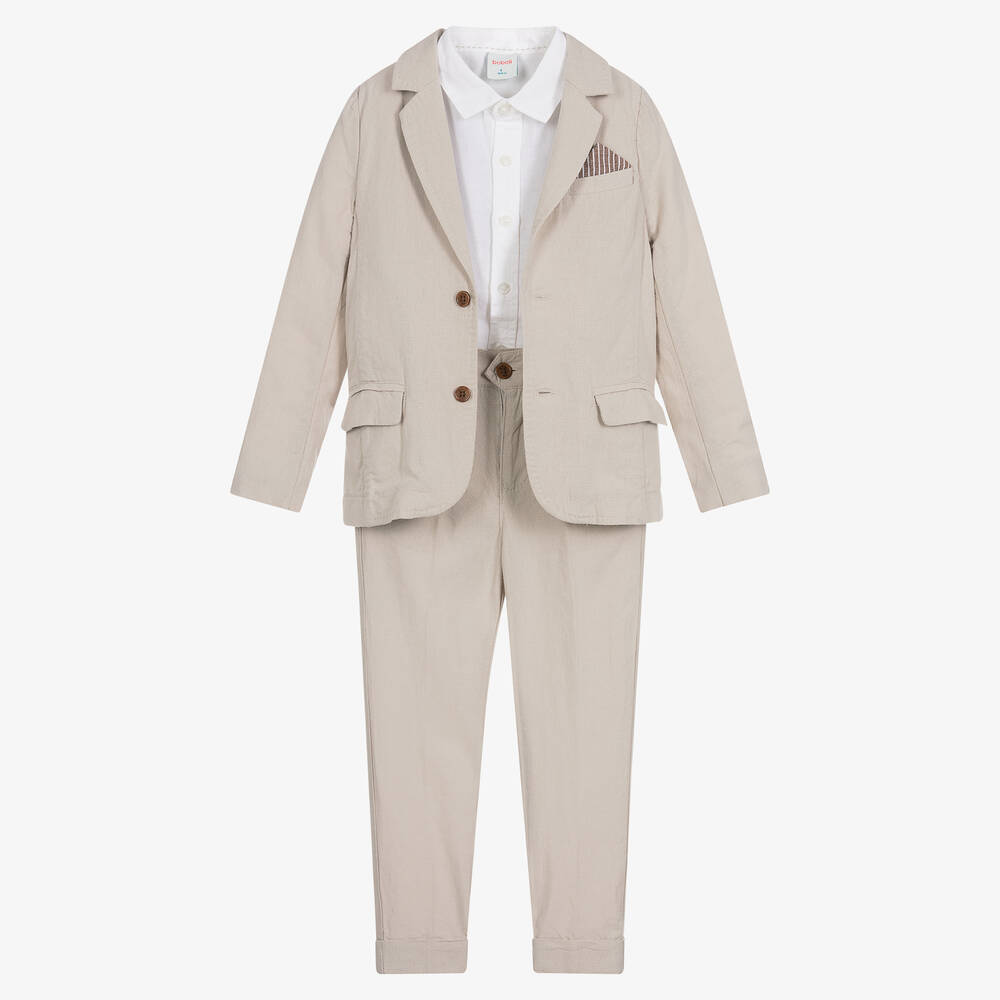 Boboli - Boys Beige & Ivory Trouser Set | Childrensalon