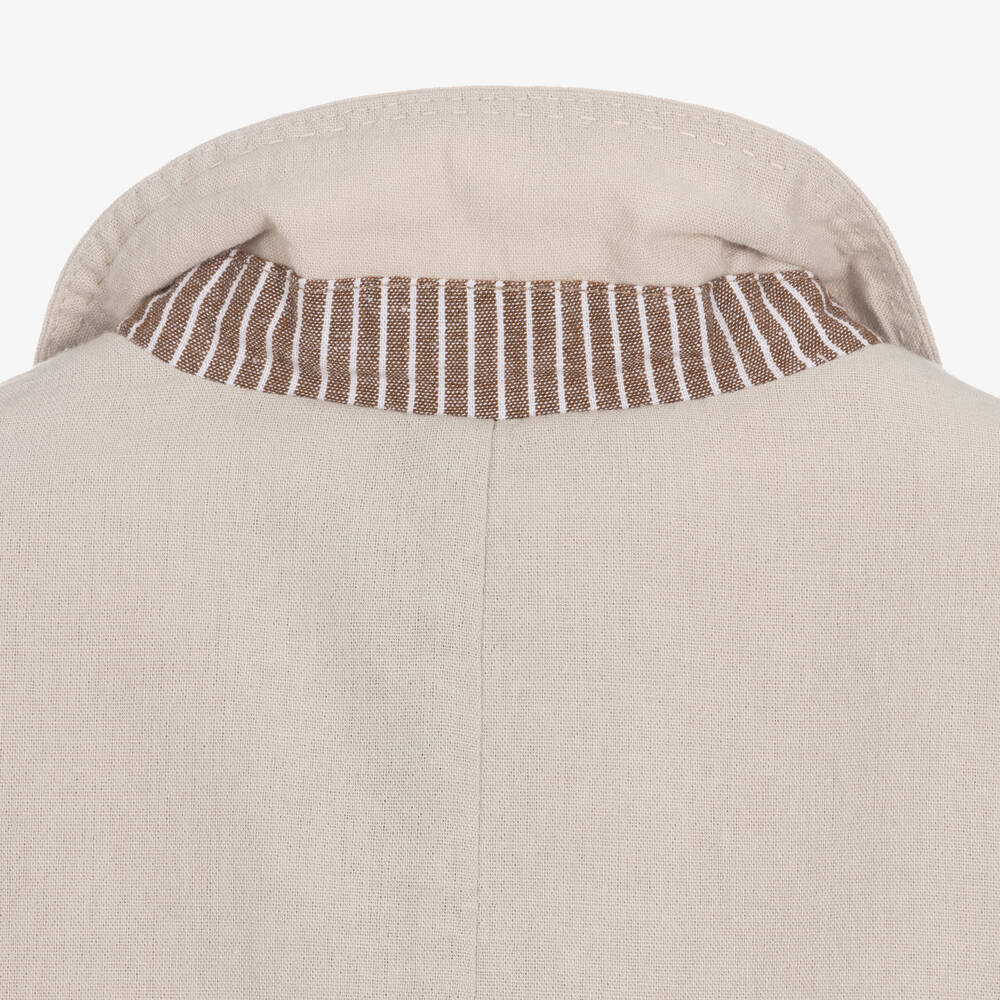 Boboli-طقم بنطلون قطن وكتان لون بيج وعاجي للأولاد | Childrensalon Outlet