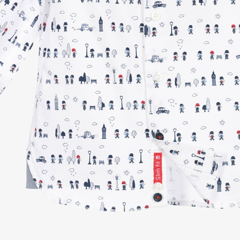 Boboli-Boys Biege & Red Cotton Trouser Set | Childrensalon Outlet