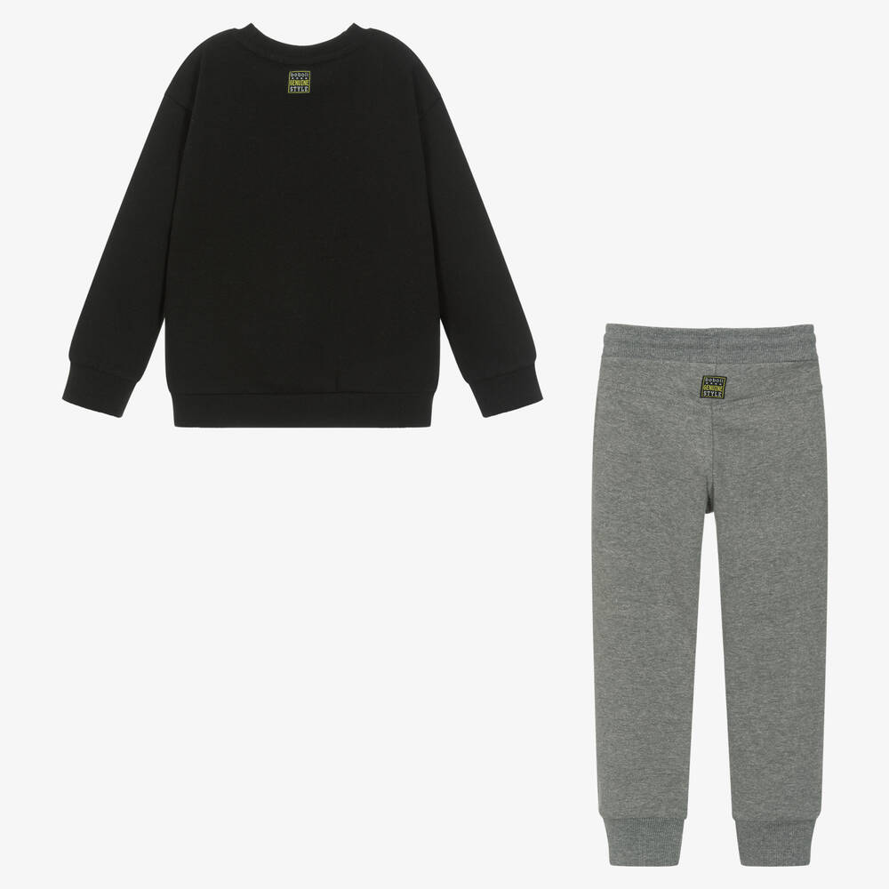 Boboli-Черный свитшот и серые брюки из хлопка | Childrensalon Outlet