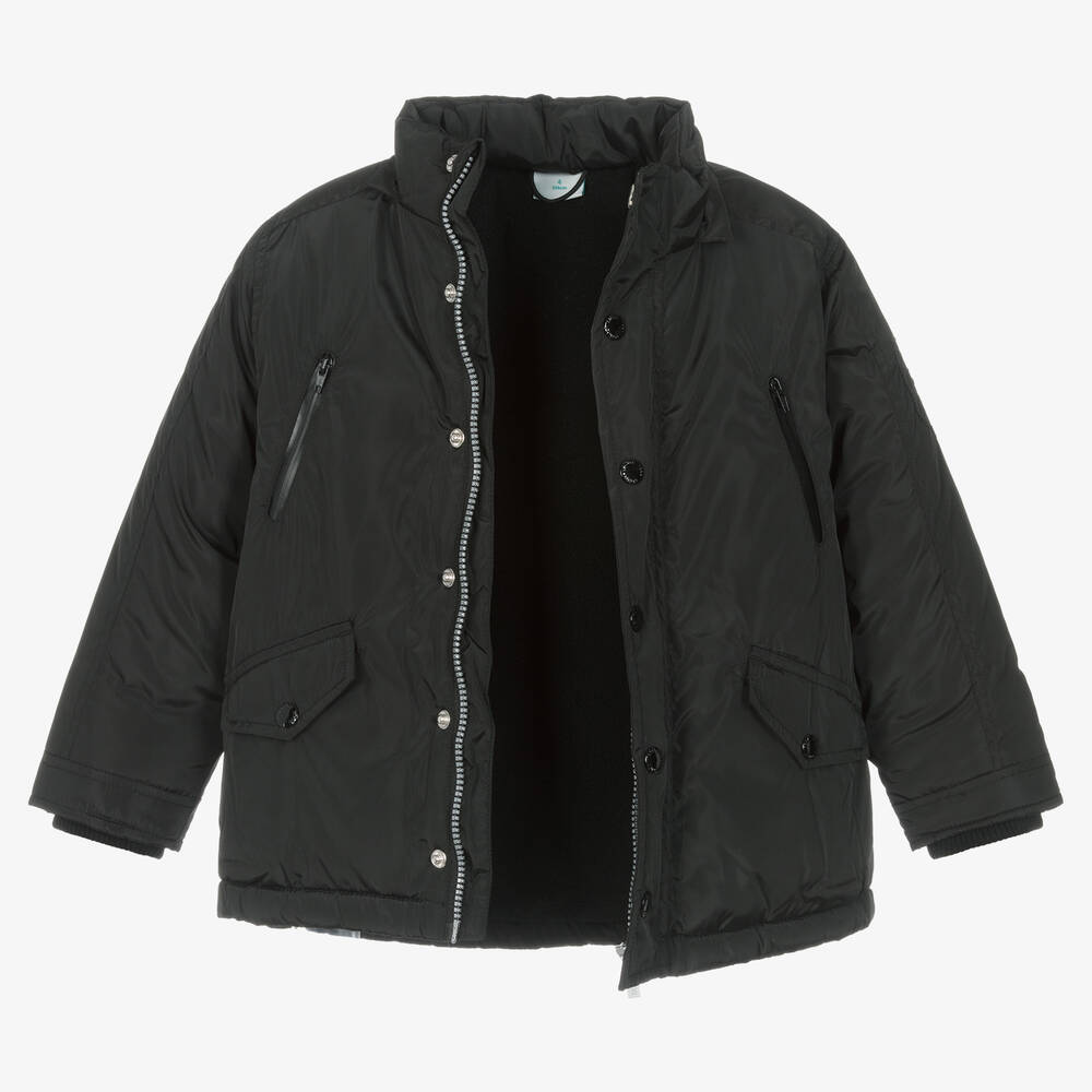 Boboli-Boys Black Hooded Coat | Childrensalon Outlet