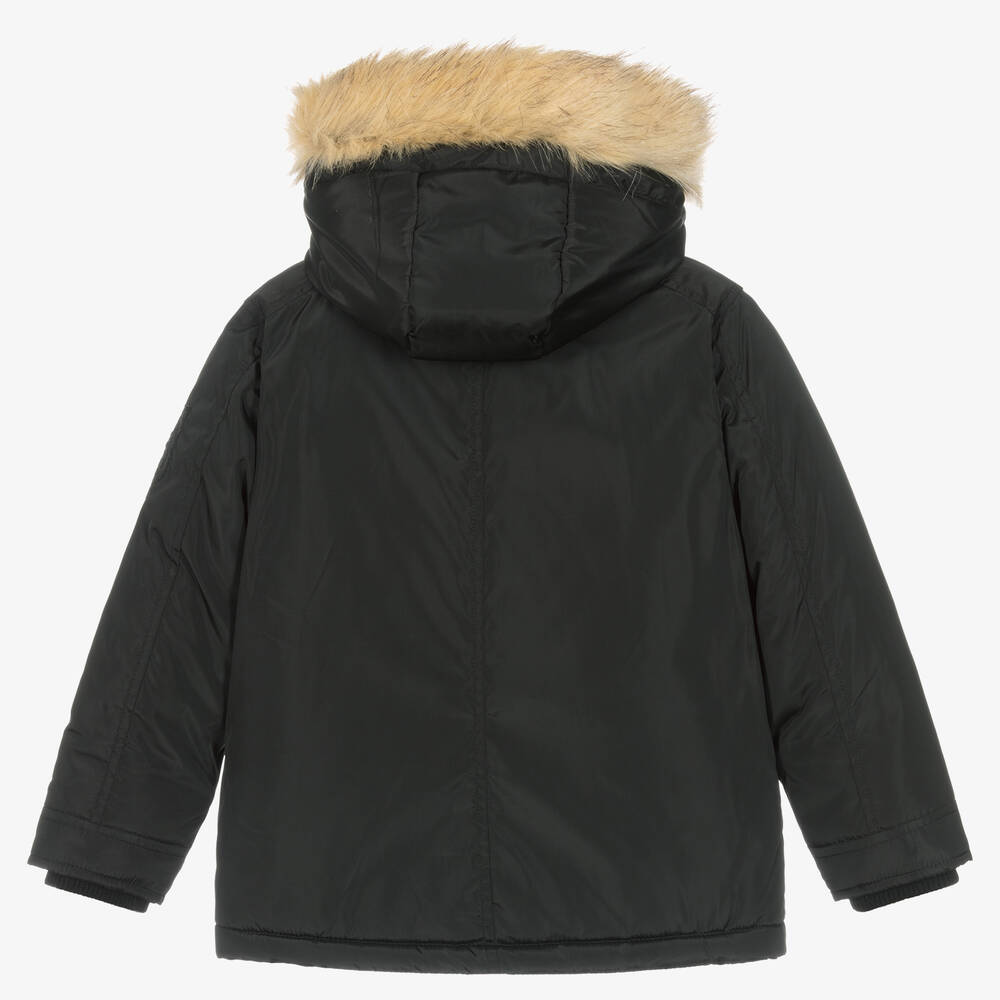 Boboli-Boys Black Hooded Coat | Childrensalon Outlet