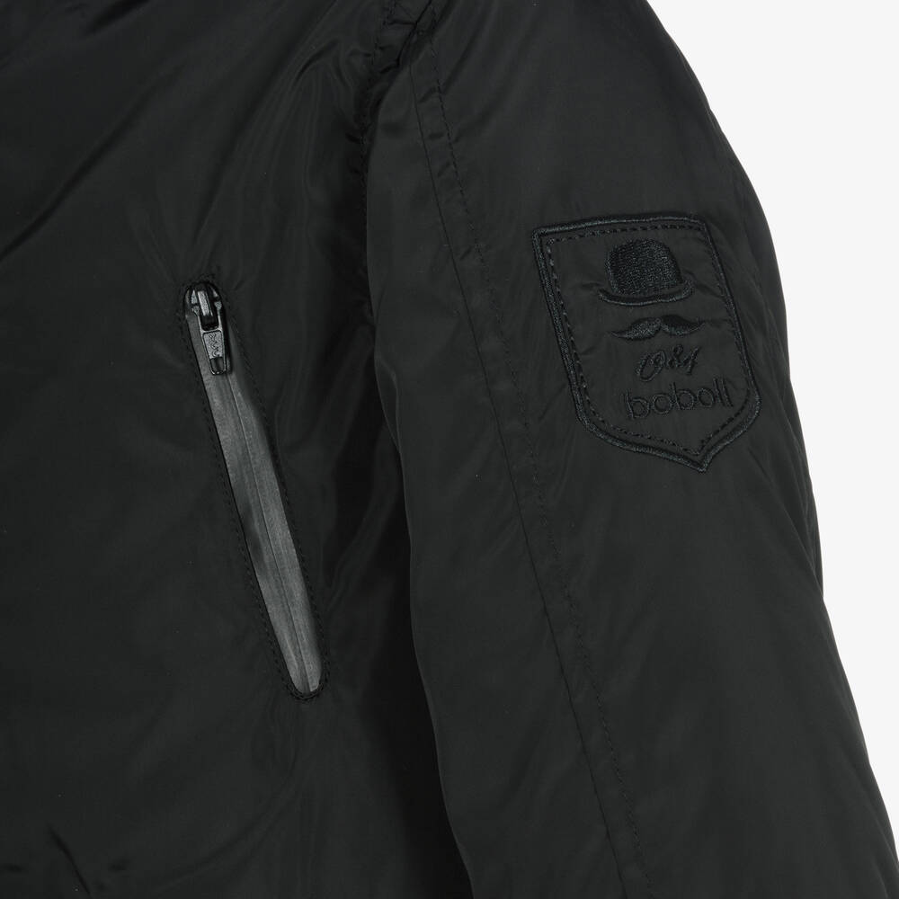 Boboli-Boys Black Hooded Coat | Childrensalon Outlet
