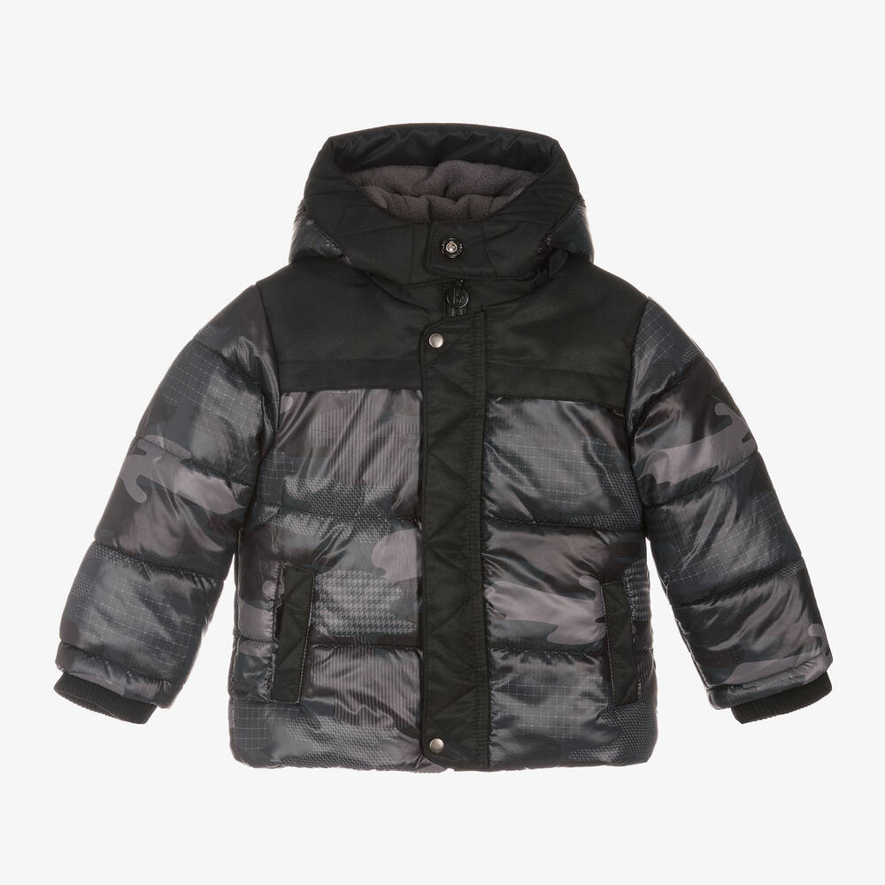 Boboli - Boys Black Hooded Puffer Coat | Childrensalon