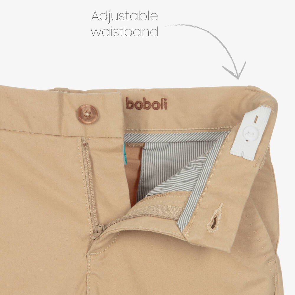 Boboli-Бежево-синий комплект с брюками из хлопка | Childrensalon Outlet