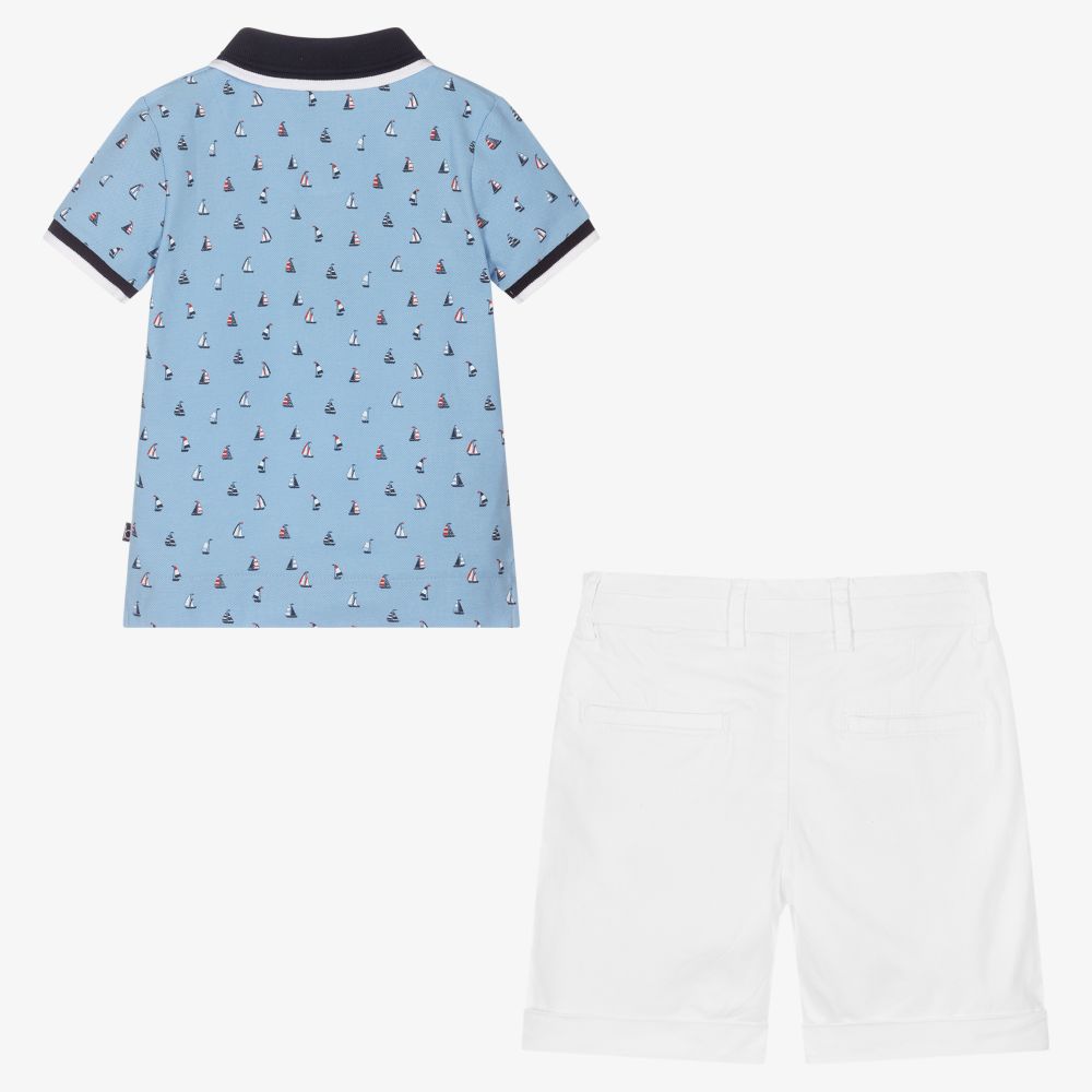 Boboli-Boys Blue Boats Shorts Set | Childrensalon Outlet