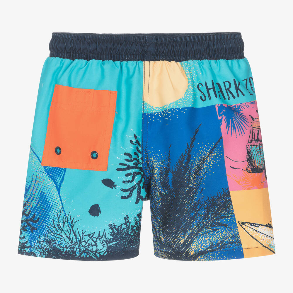 Boboli-Boys Blue Colourblock Shark Swim Shorts | Childrensalon Outlet