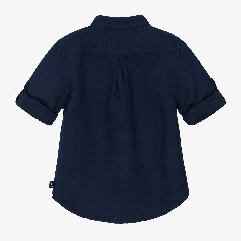 Boboli-Boys Blue Cotton & Linen Shirt | Childrensalon Outlet