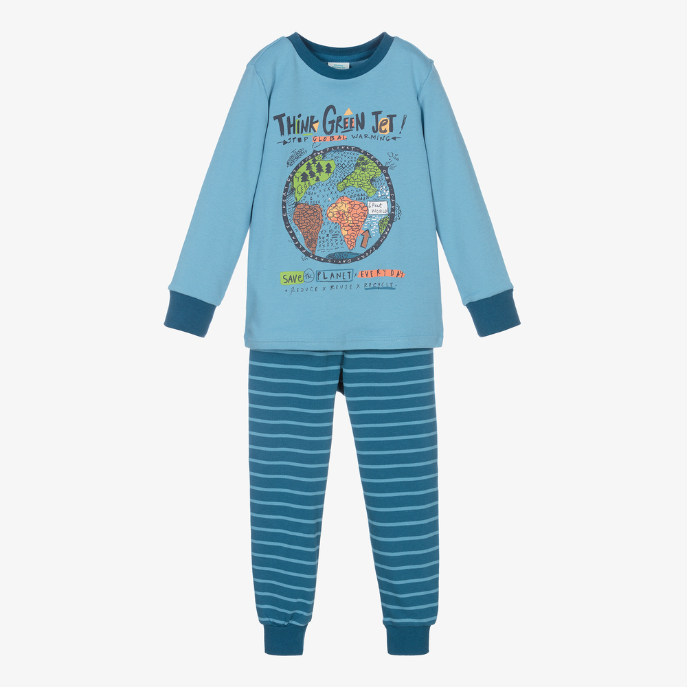 Boboli - Blauer, langer Baumwoll-Schlafanzug (J) | Childrensalon
