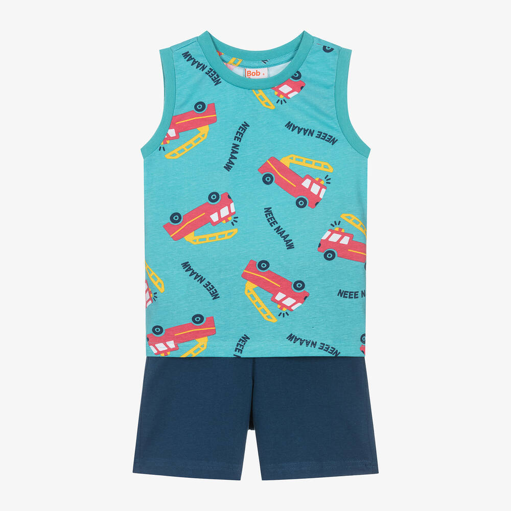 Boboli-Boys Blue Cotton Short Pyjamas | Childrensalon Outlet