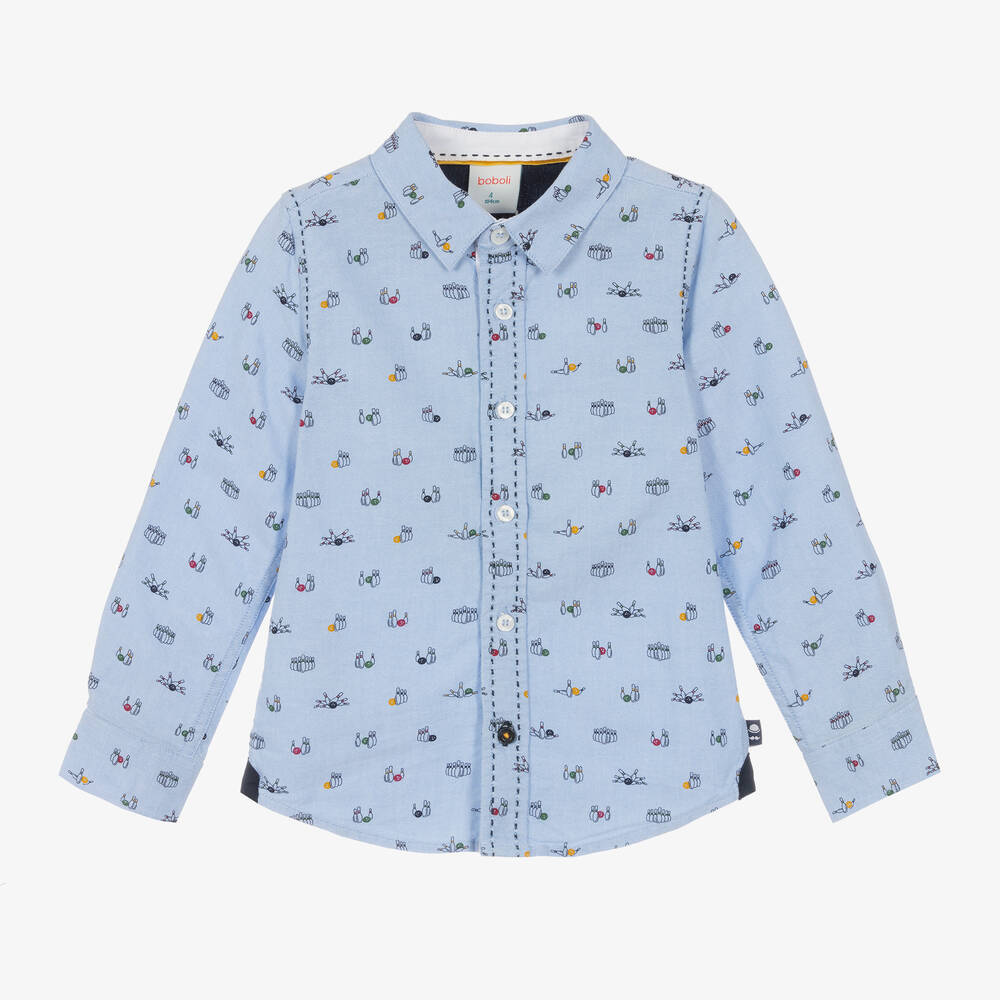 Boboli - Boys Blue Cotton Slim Fit Skittles Shirt | Childrensalon