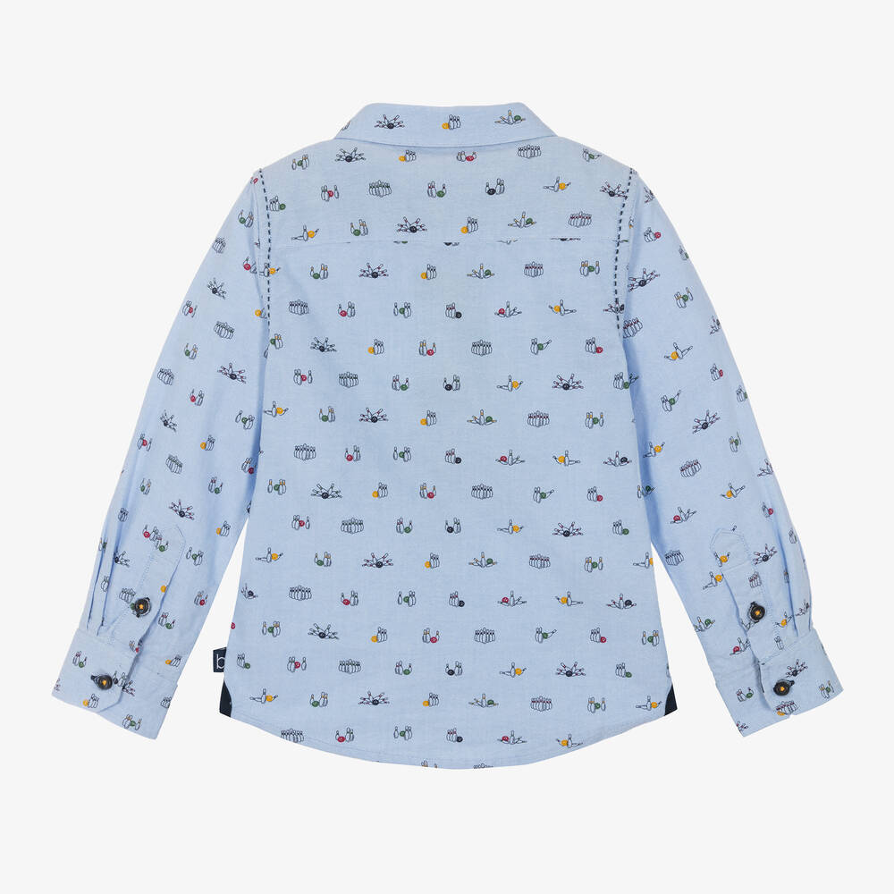 Boboli-قميص سليم فيت قطن لون أزرق للأولاد | Childrensalon Outlet
