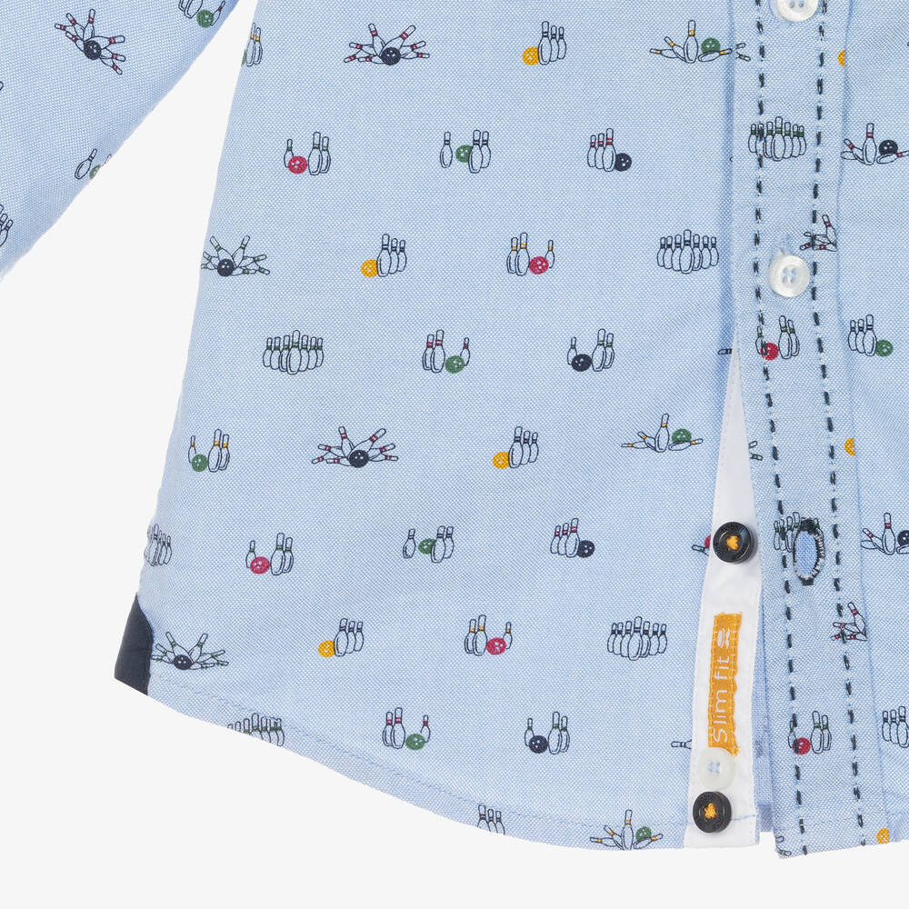 Boboli-قميص سليم فيت قطن لون أزرق للأولاد | Childrensalon Outlet