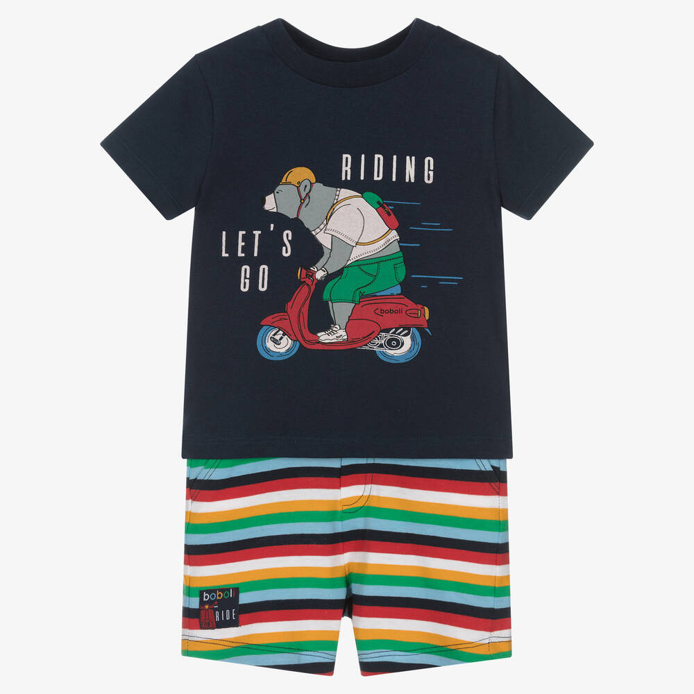 Boboli-Синяя футболка и шорты в полоску | Childrensalon Outlet