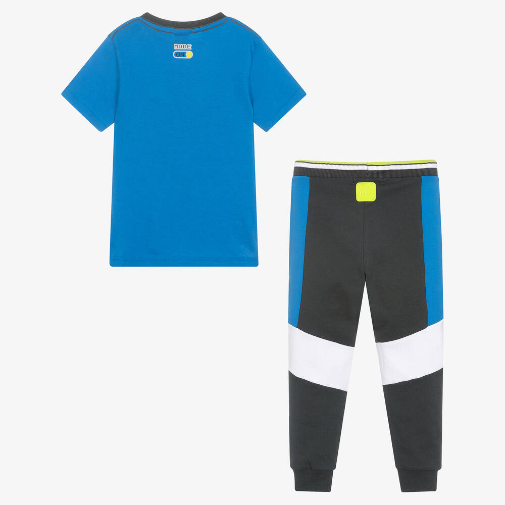 Boboli-Boys Blue Cotton Top & Trouser Set | Childrensalon Outlet