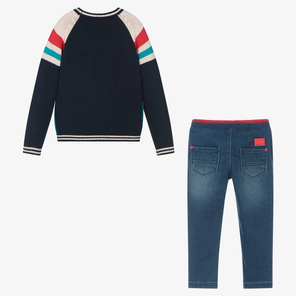 Boboli-Boys Blue Cotton Trouser Set | Childrensalon Outlet