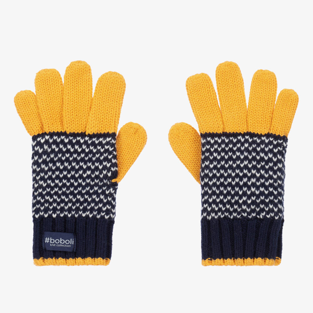 Boboli-Boys Blue Cotton & Wool Gloves | Childrensalon Outlet