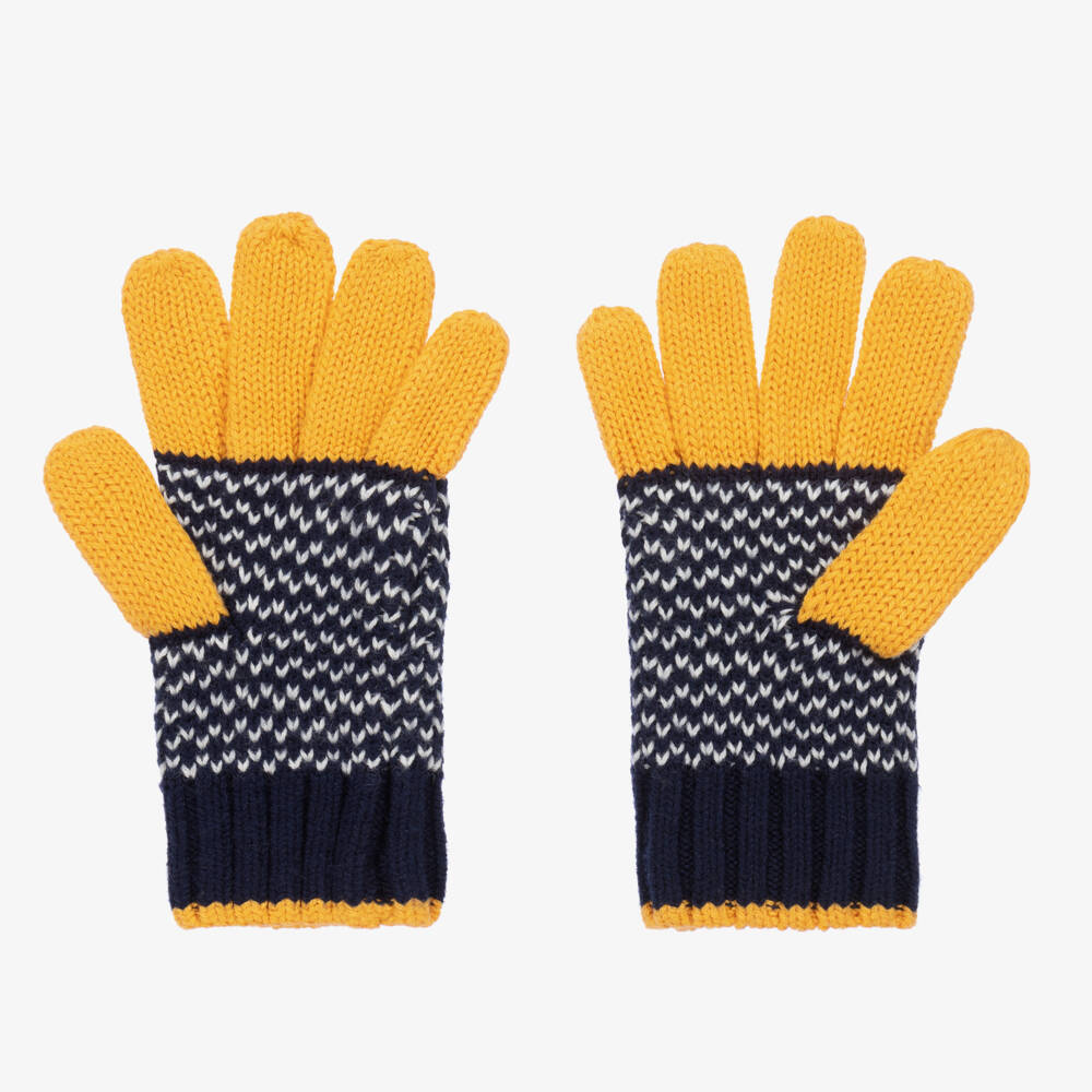 Boboli-Boys Blue Cotton & Wool Gloves | Childrensalon Outlet