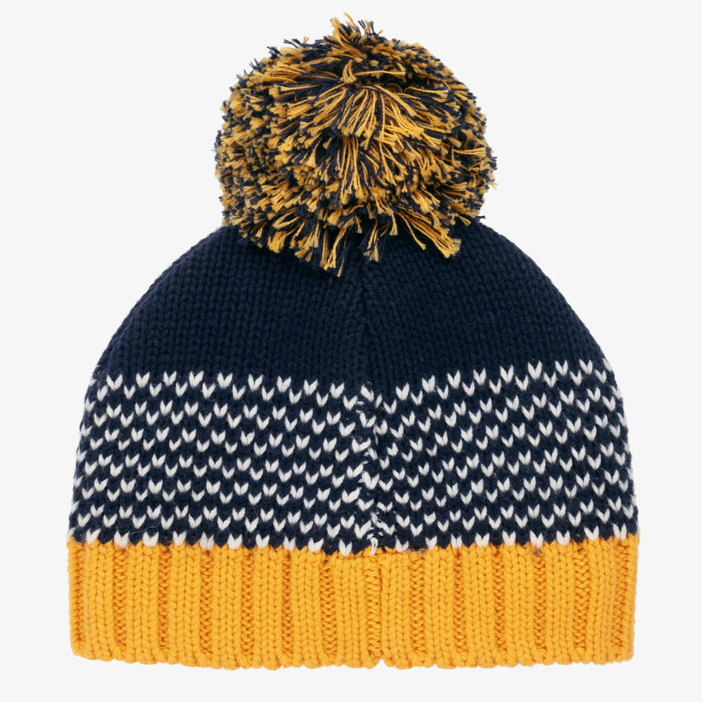 Boboli-Boys Blue Cotton & Wool Pom-Pom Hat | Childrensalon Outlet