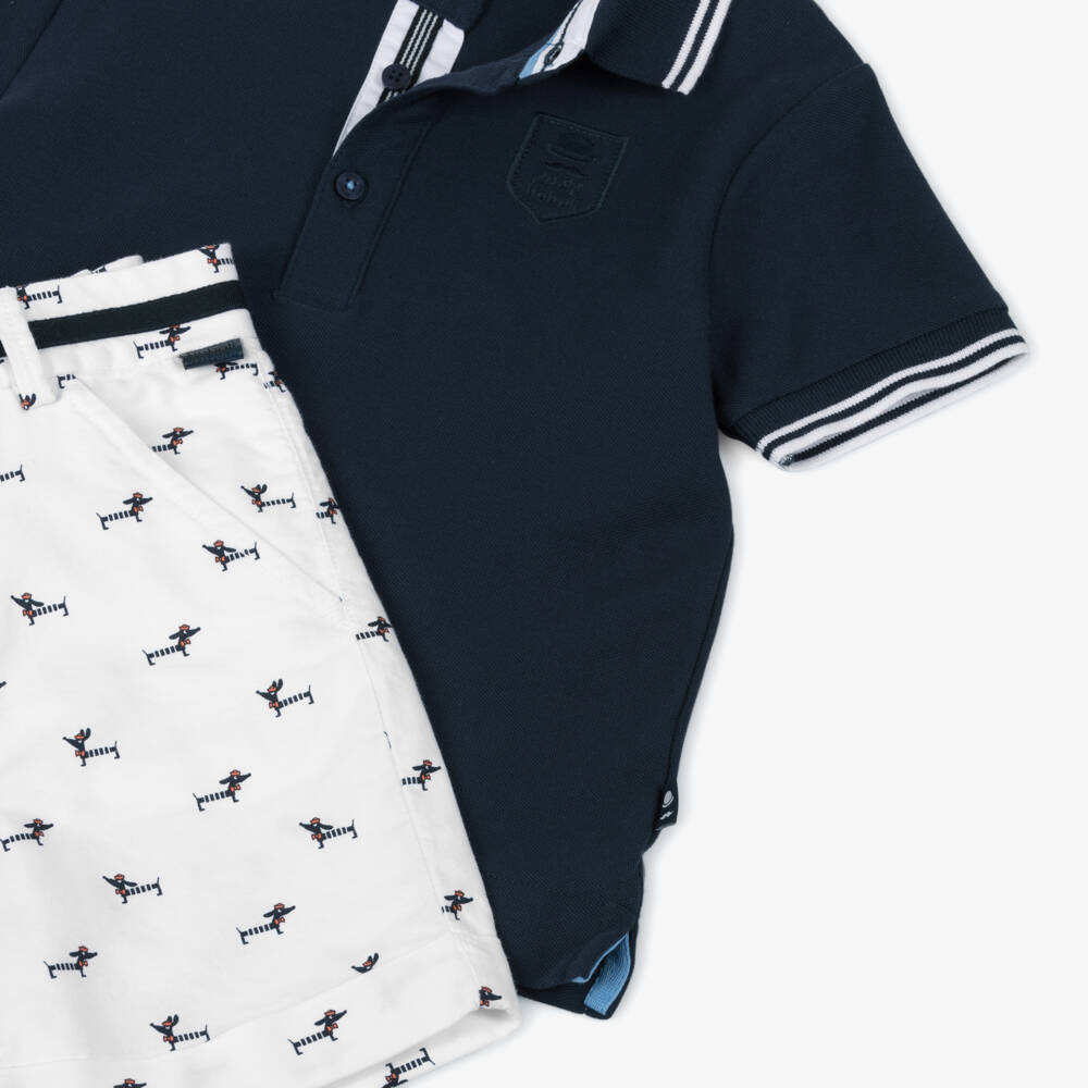 Boboli-طقم شورت أزرق بطبعة كلاب للأولاد | Childrensalon Outlet