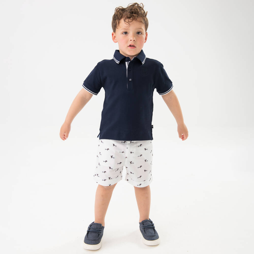 Boboli-طقم شورت أزرق بطبعة كلاب للأولاد | Childrensalon Outlet