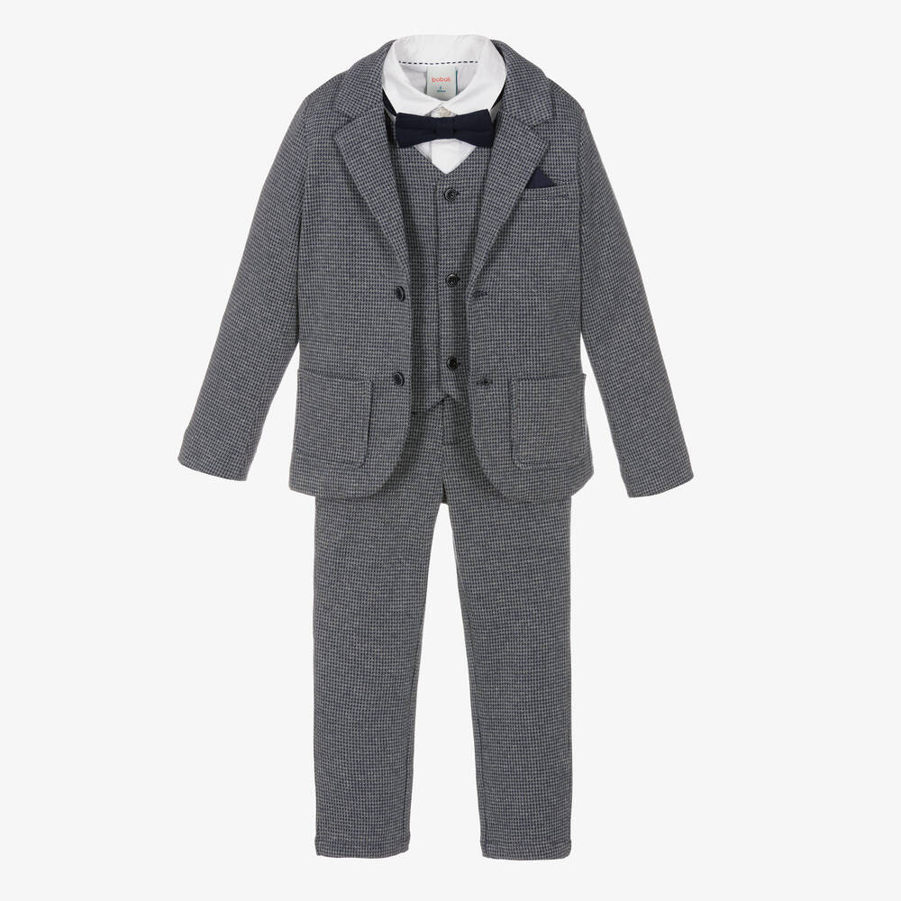 Boboli - Karierter Anzug in Blau und Grau | Childrensalon