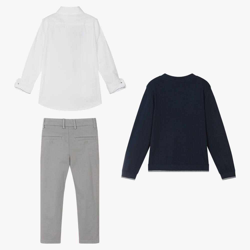 Boboli-Boys Blue & Grey Cotton Trouser Set | Childrensalon Outlet