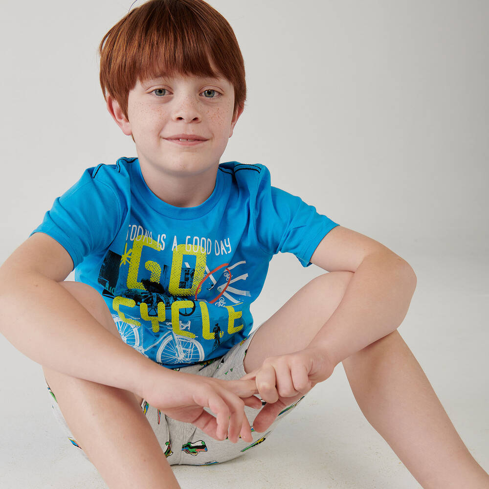 Boboli-Boys Blue & Grey Shorts Set | Childrensalon Outlet