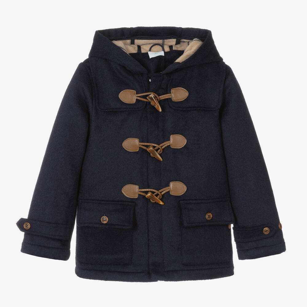 Boboli - Boys Blue Hooded Duffel Coat | Childrensalon