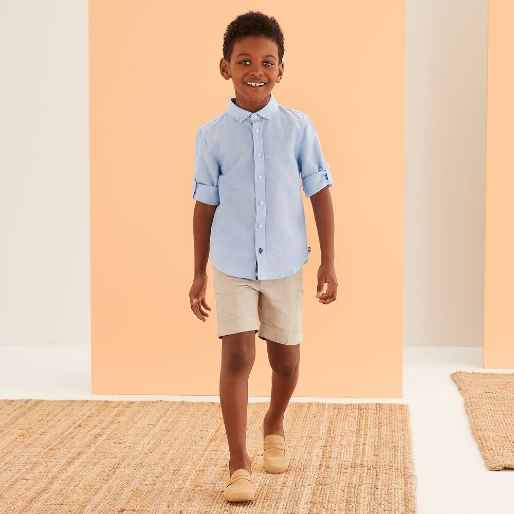 Boys blue linen shorts 2025