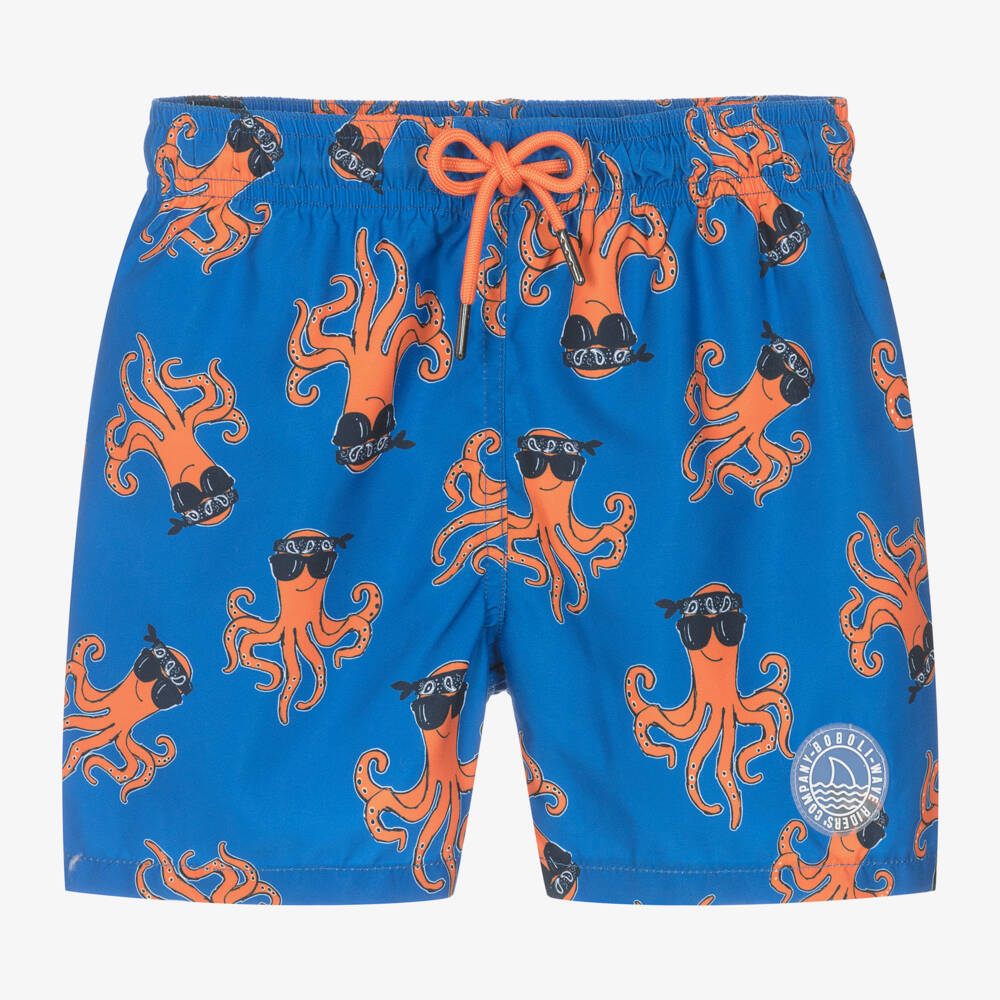 Boboli-Boys Blue Octopus Print Swim Shorts | Childrensalon Outlet