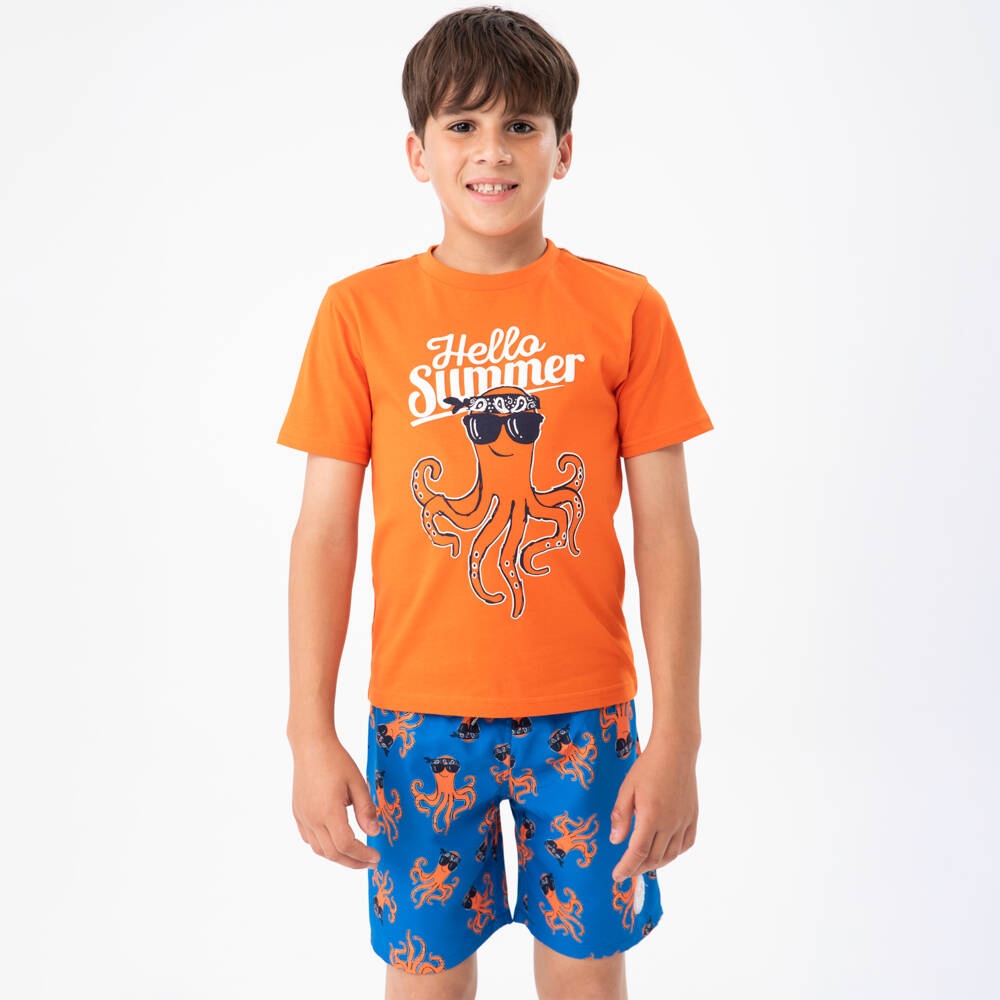 Boboli-Boys Blue Octopus Print Swim Shorts | Childrensalon Outlet
