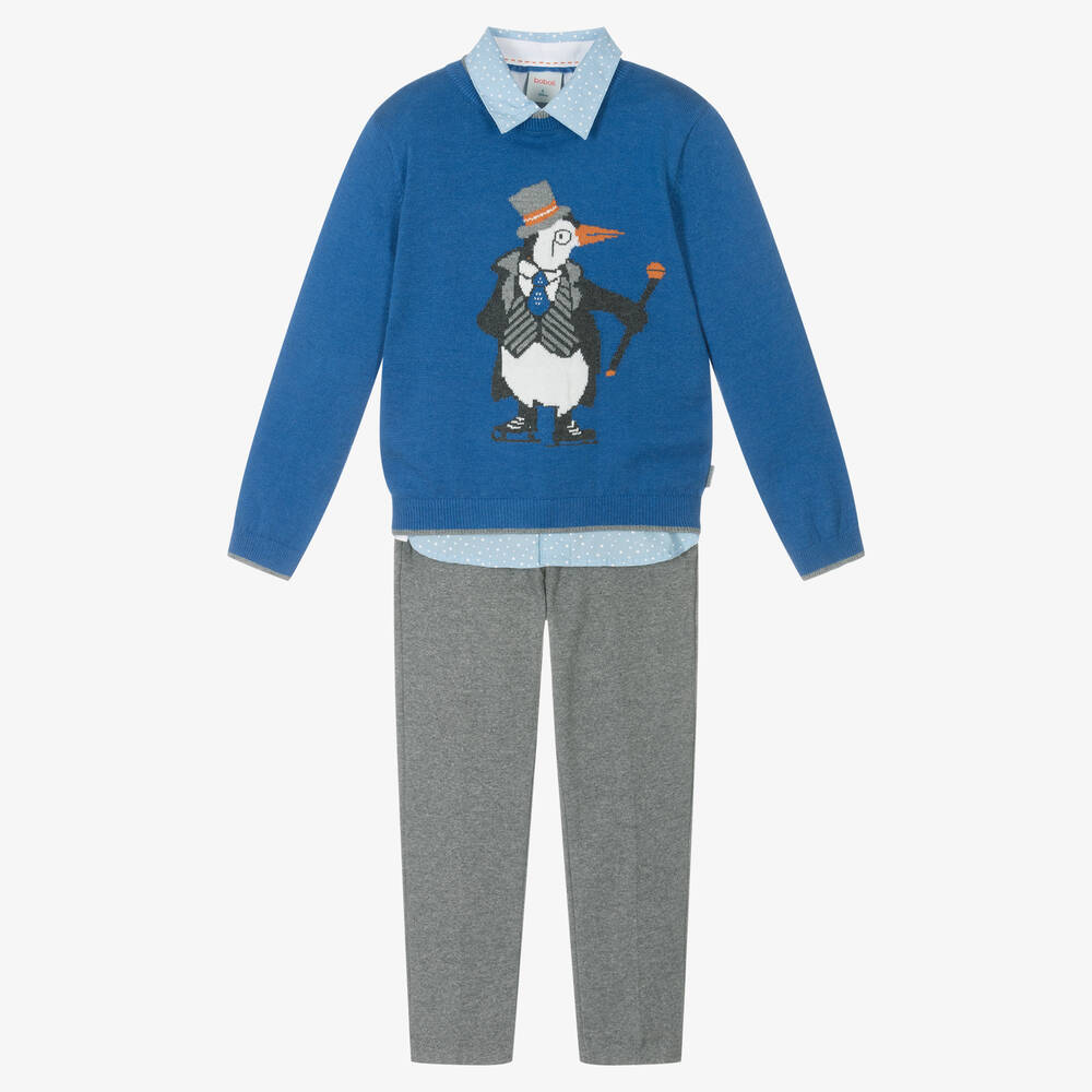 Boboli - Boys Blue Penguin Trouser Set | Childrensalon