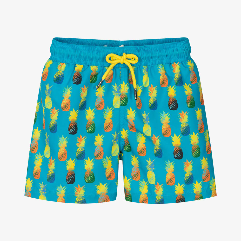 Boboli - Boys Blue Pineapple Print Swim Shorts | Childrensalon