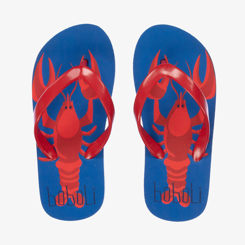 Boboli - Boys Blue & Red Lobster Flip-Flops | Childrensalon