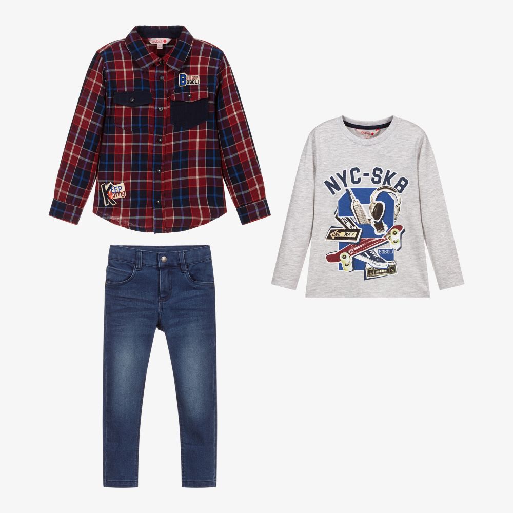 Boboli-Boys Blue & Red Trouser Set | Childrensalon Outlet