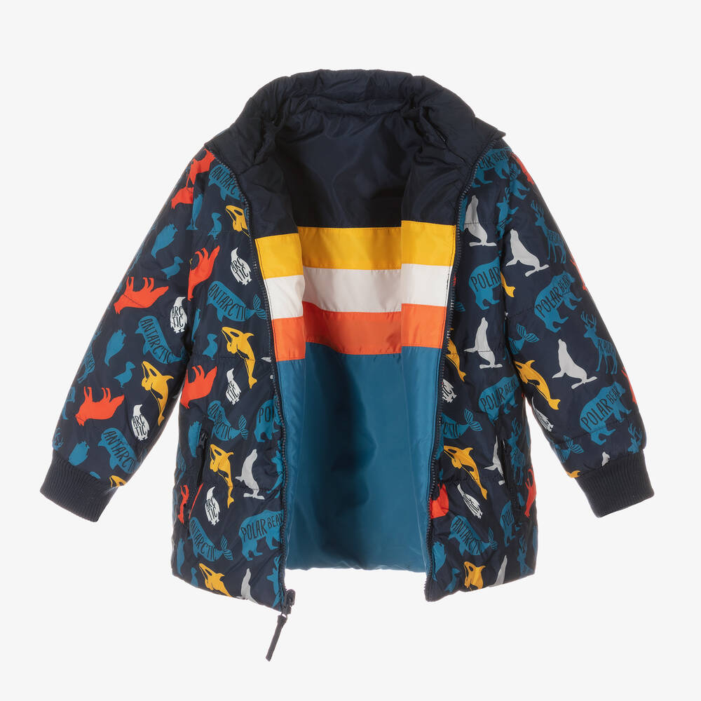 Boboli-Boys Blue Reversible Coat | Childrensalon Outlet