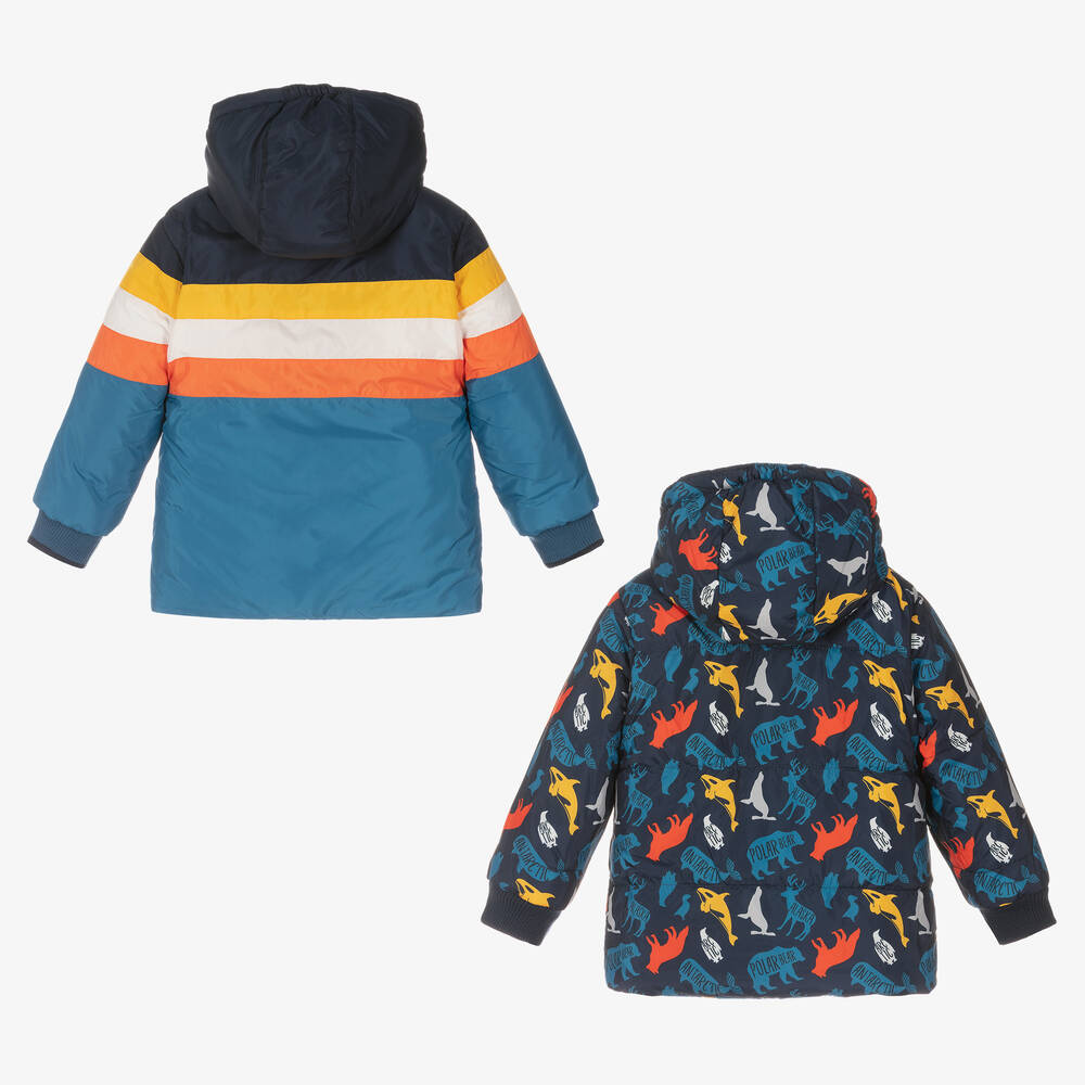Boboli-Boys Blue Reversible Coat | Childrensalon Outlet