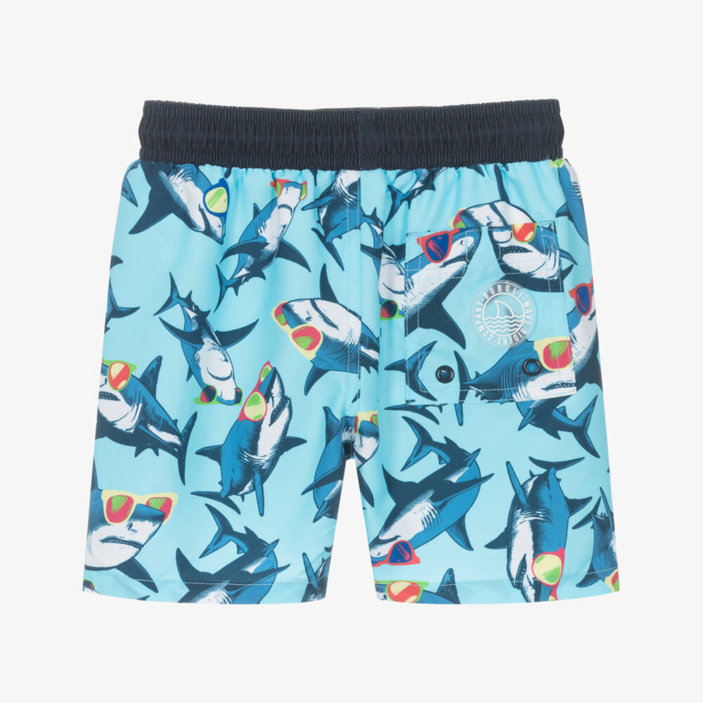 Boboli-Boys Blue Shark Print Swim Shorts | Childrensalon Outlet