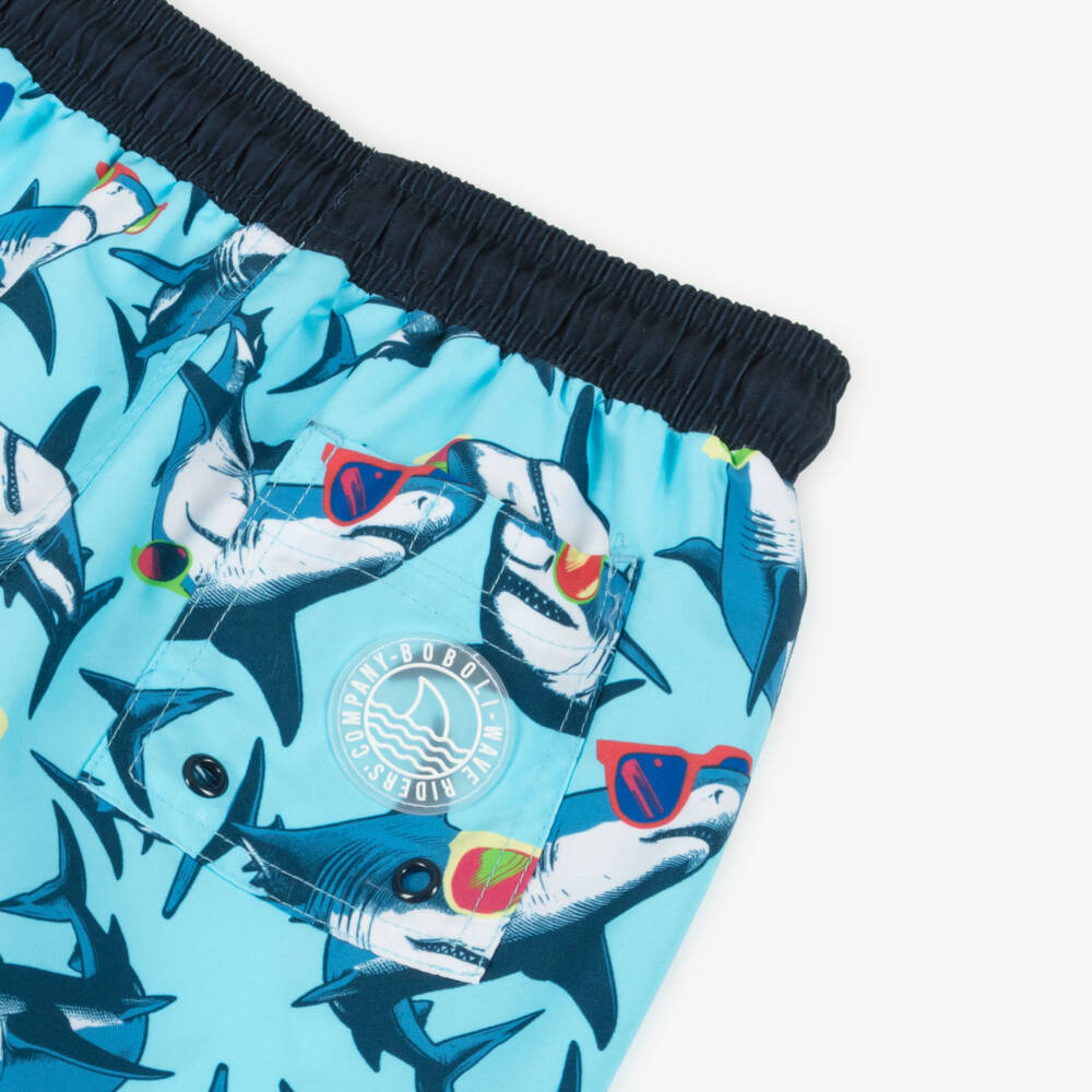 Boboli-Boys Blue Shark Print Swim Shorts | Childrensalon Outlet