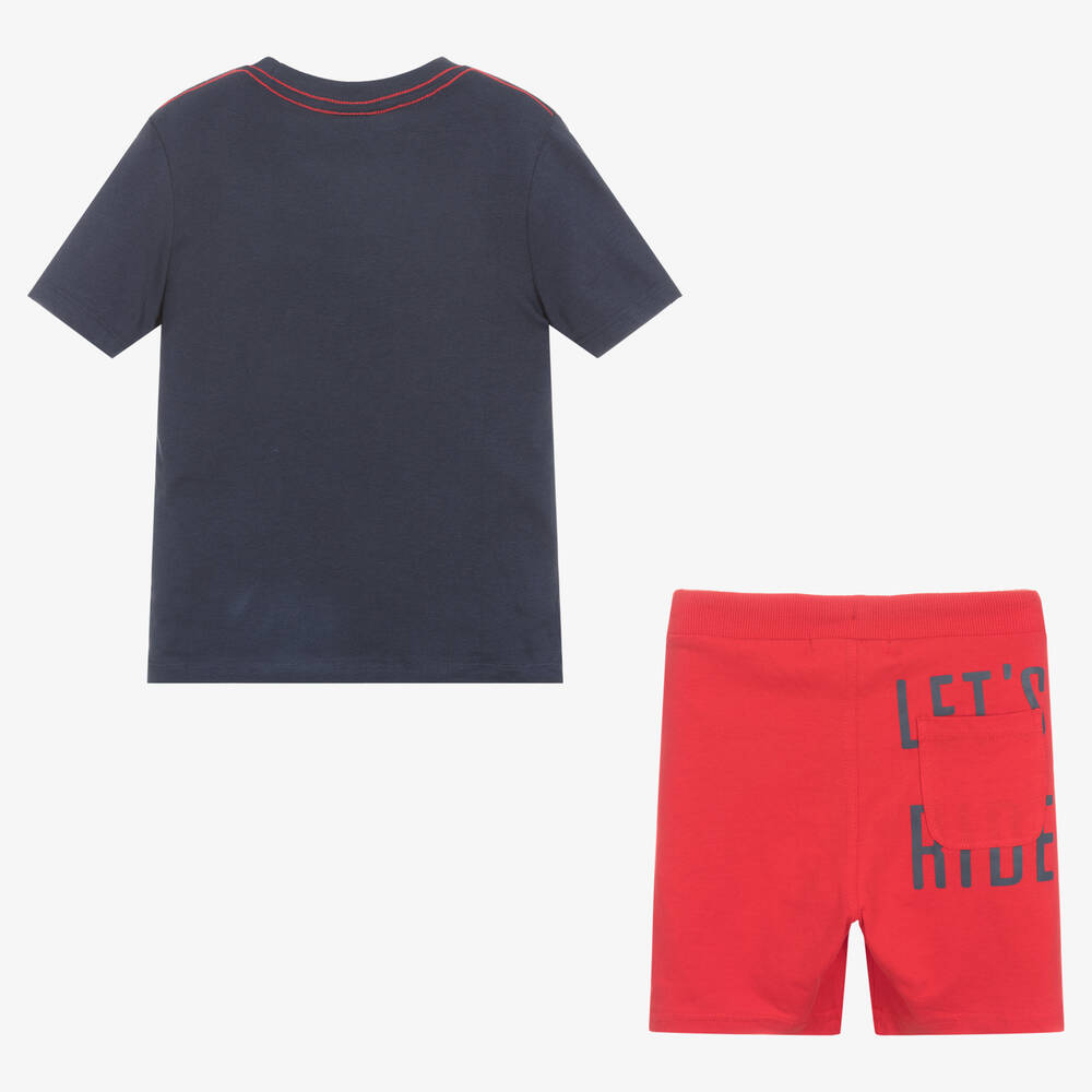 Boboli-Boys Blue Top & Red Shorts Set | Childrensalon Outlet