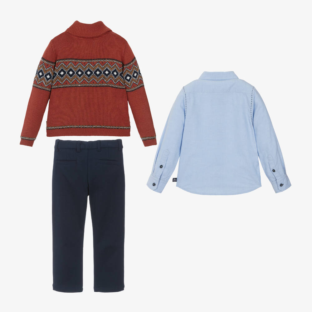 Boboli-Boys Burnt Orange Fair Isle Set | Childrensalon Outlet