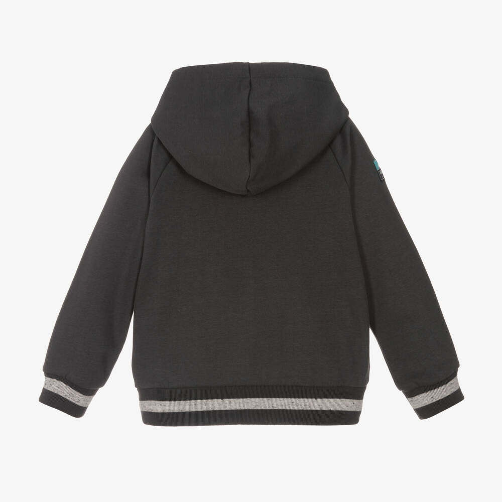 Boboli-توب هودي بسحاب قطن لون رمادي للأولاد | Childrensalon Outlet