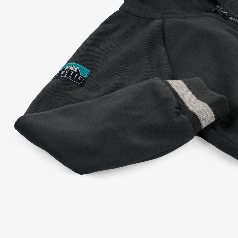 Boboli-توب هودي بسحاب قطن لون رمادي للأولاد | Childrensalon Outlet