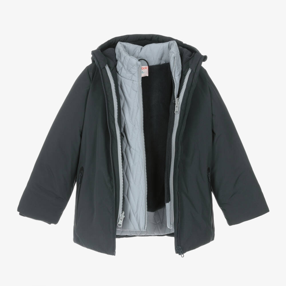 Boboli-Boys Charcoal Dual-Layer Coat | Childrensalon Outlet