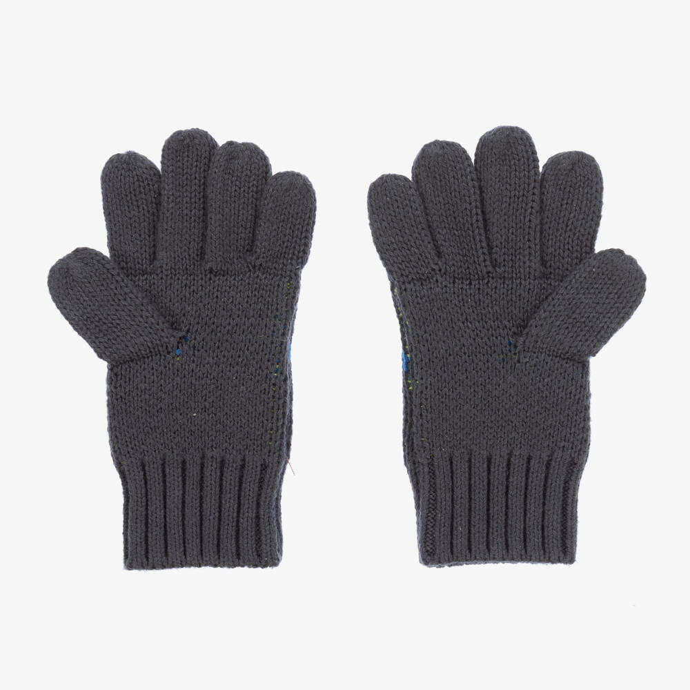 Boboli-Boys Charcoal Soft Knit Gloves | Childrensalon Outlet