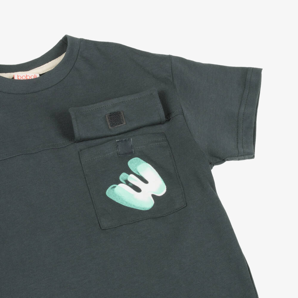 Boboli-Boys Charcoal Stylish Print Tee | Childrensalon Outlet