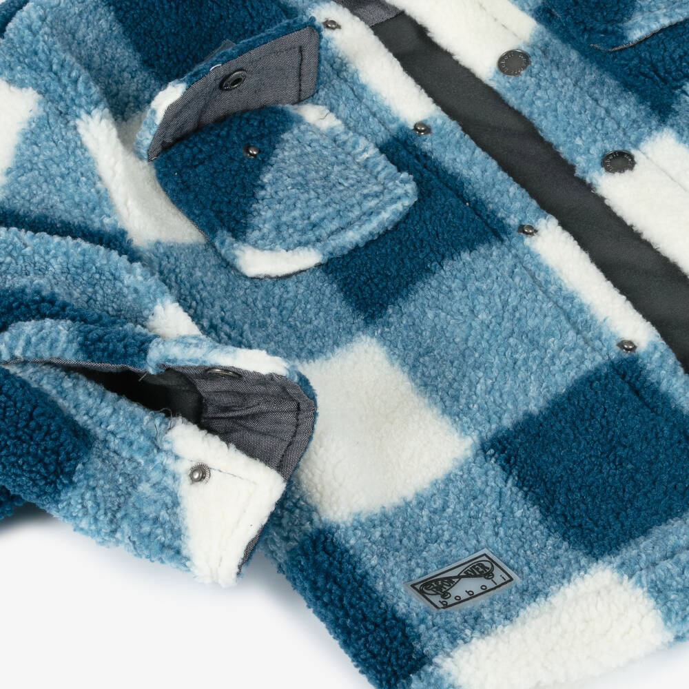 Boboli-Boys Checked Sherpa Fleece Jacket | Childrensalon Outlet