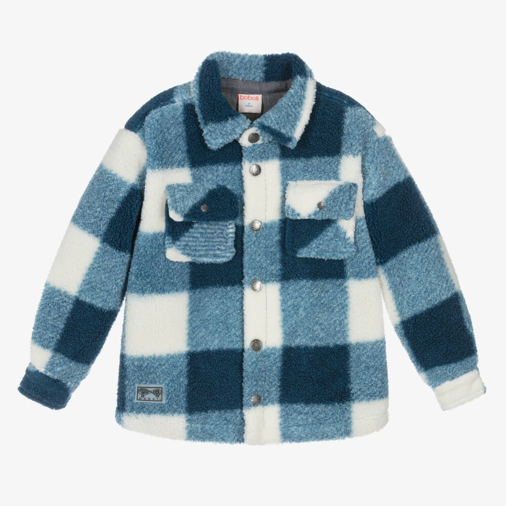Boboli-Boys Checked Sherpa Fleece Jacket | Childrensalon Outlet