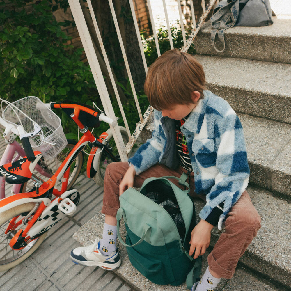 Boboli-Boys Checked Sherpa Fleece Jacket | Childrensalon Outlet